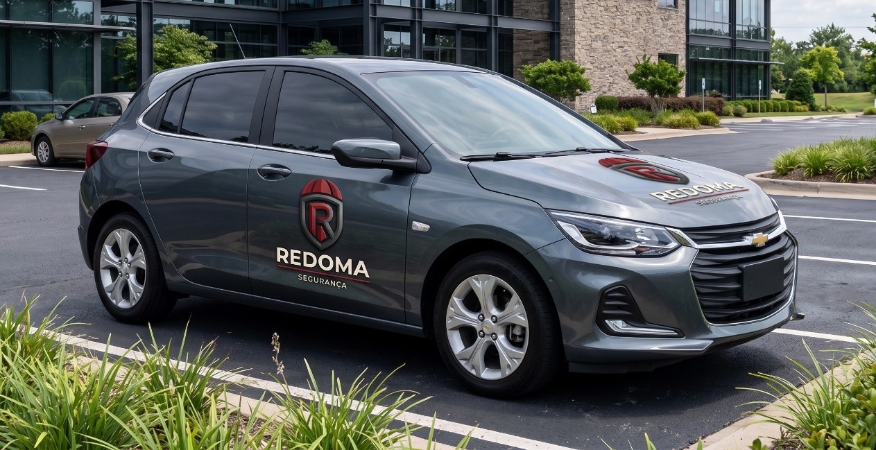 Carro de passeio logotipado da Redoma Segurança